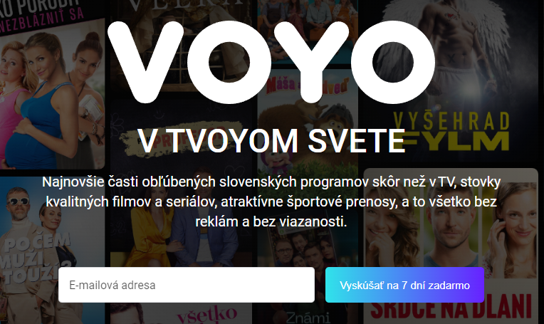 Úvodná obrazovka pre získanie Voyo na 7 dní zadarmo